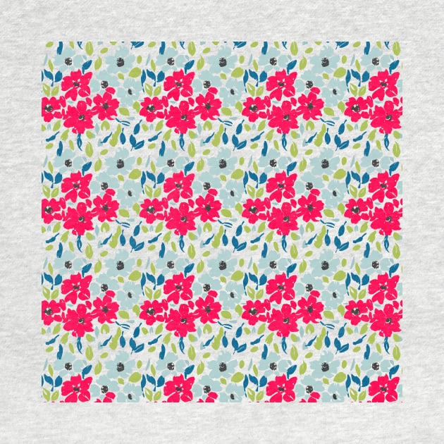 Ditsy Red and Blue Floral Pattern by LThomasDesigns